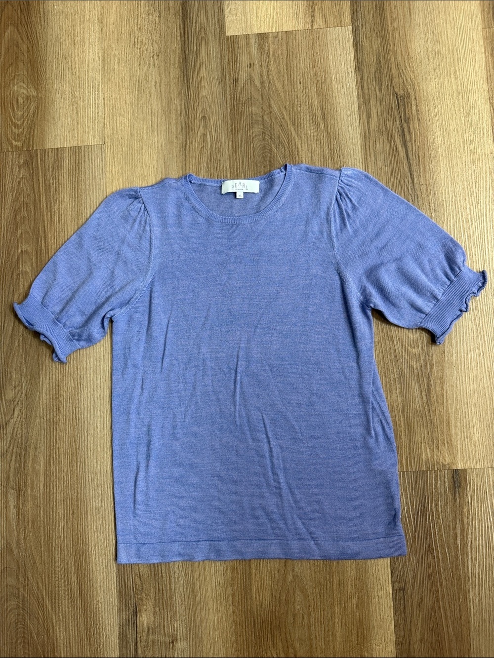 Pearl by Lela Rose Crewneck Short Sleeve Merino Wool Knit Top Purple Size XS